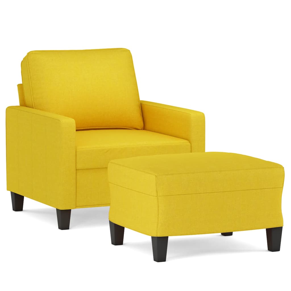 Vidaxl fauteuil met voetenbank 60 cm stof lichtgeel