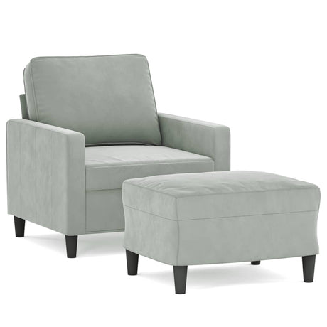 Vidaxl fauteuil met voetenbank 60 cm fluweel lichtgrijs