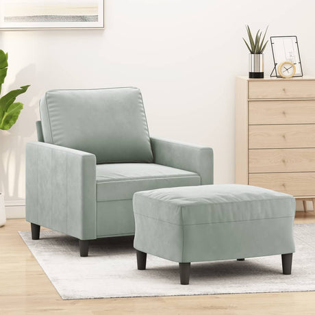Vidaxl fauteuil met voetenbank 60 cm fluweel lichtgrijs