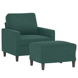 Vidaxl fauteuil met voetenbank 60 cm fluweel donkergroen