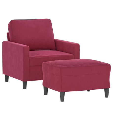 Vidaxl fauteuil met voetenbank 60 cm fluweel wijnrood