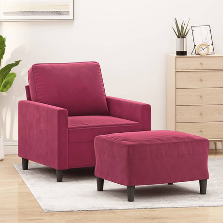 Vidaxl fauteuil met voetenbank 60 cm fluweel wijnrood