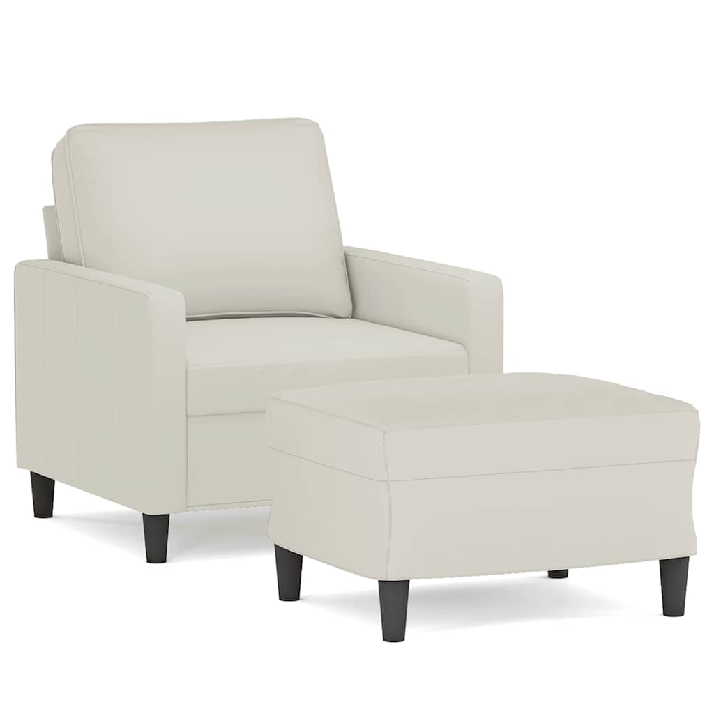 Vidaxl fauteuil met voetenbank 60 cm fluweel crèmekleurig