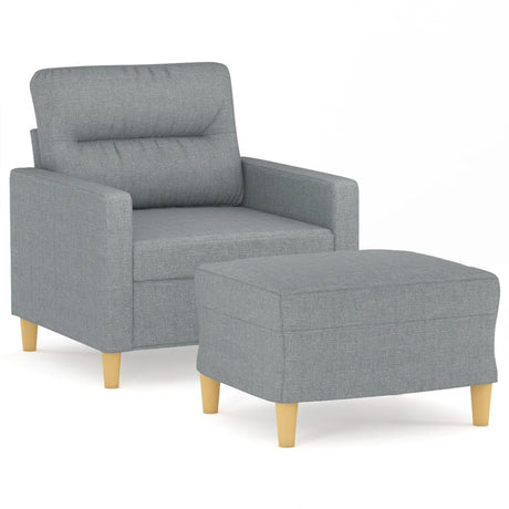 Vidaxl fauteuil met voetenbank 60 cm stof lichtgrijs