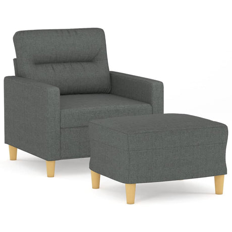 Vidaxl fauteuil met voetenbank 60 cm stof donkergrijs