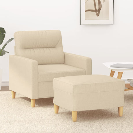 Vidaxl fauteuil met voetenbank 60 cm stof crèmekleurig