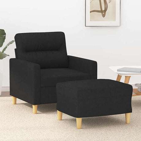 Vidaxl fauteuil met voetenbank 60 cm stof zwart