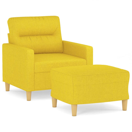 Vidaxl fauteuil met voetenbank 60 cm stof lichtgeel