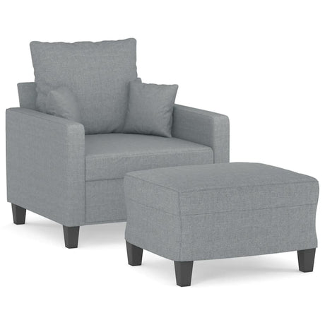 Vidaxl fauteuil met voetenbank 60 cm stof lichtgrijs