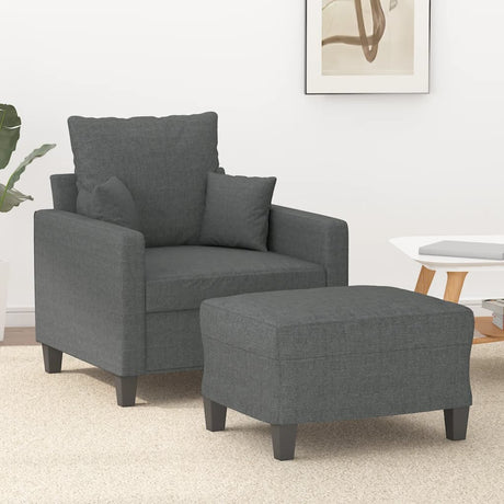 Vidaxl fauteuil met voetenbank 60 cm stof donkergrijs