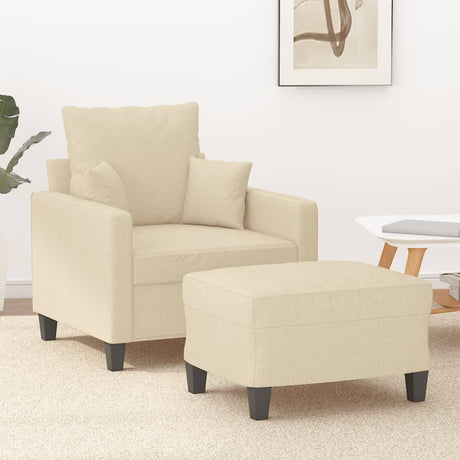 Vidaxl fauteuil met voetenbank 60 cm stof crèmekleurig