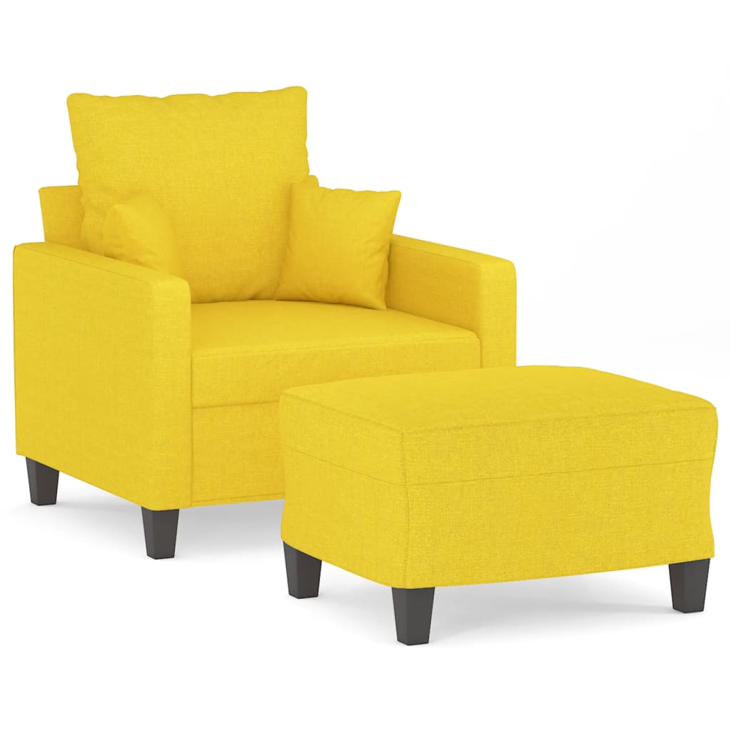 Vidaxl fauteuil met voetenbank 60 cm stof lichtgeel