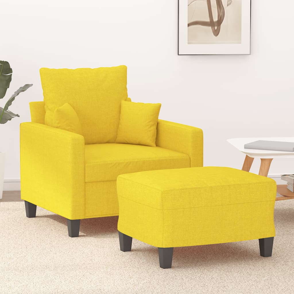 Vidaxl fauteuil met voetenbank 60 cm stof lichtgeel
