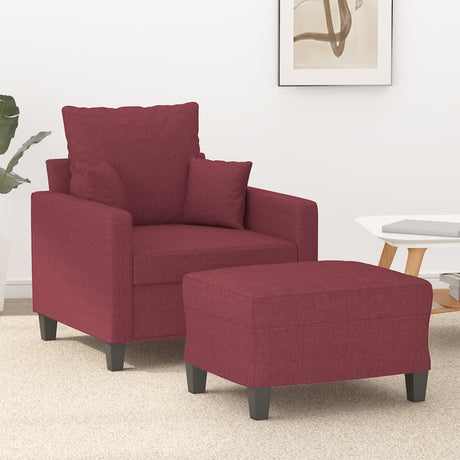 Vidaxl fauteuil met voetenbank 60 cm stof wijnrood