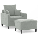 Vidaxl fauteuil met voetenbank 60 cm fluweel lichtgrijs