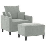 Vidaxl fauteuil met voetenbank 60 cm fluweel lichtgrijs