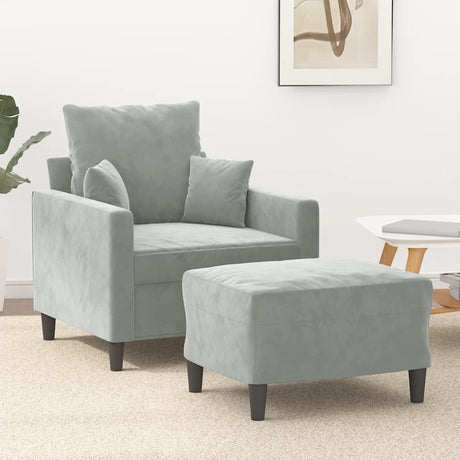 Vidaxl fauteuil met voetenbank 60 cm fluweel lichtgrijs