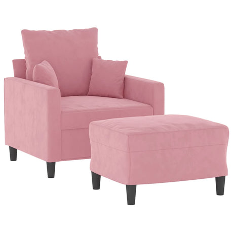 Vidaxl fauteuil met voetenbank 60 cm fluweel roze