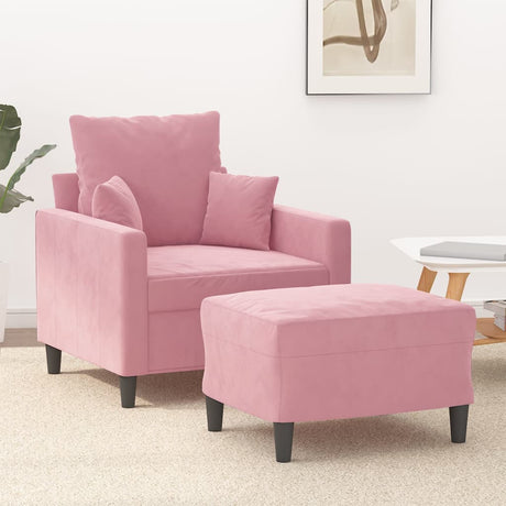 Vidaxl fauteuil met voetenbank 60 cm fluweel roze