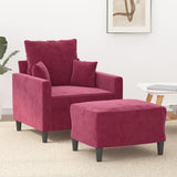 Vidaxl fauteuil met voetenbank 60 cm fluweel wijnrood