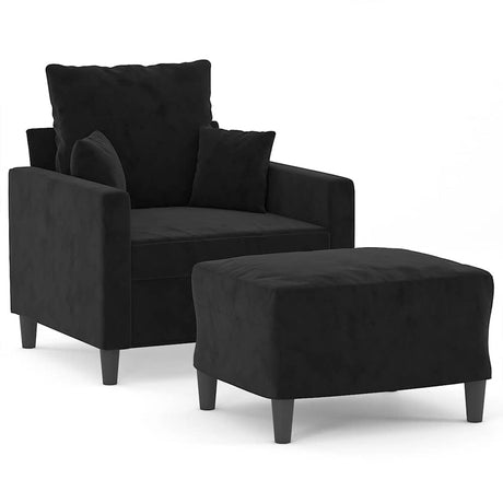 Vidaxl fauteuil met voetenbank 60 cm fluweel zwart