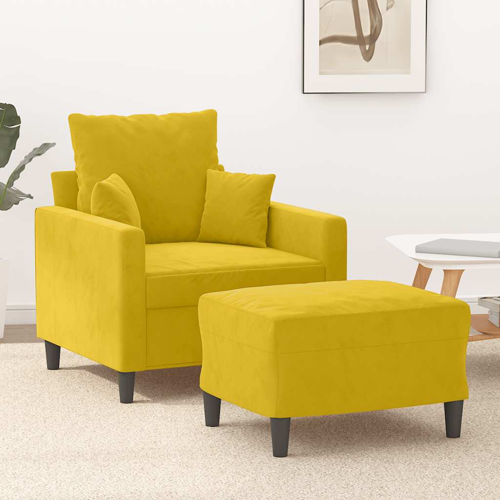 Vidaxl fauteuil met voetenbank 60 cm fluweel geel