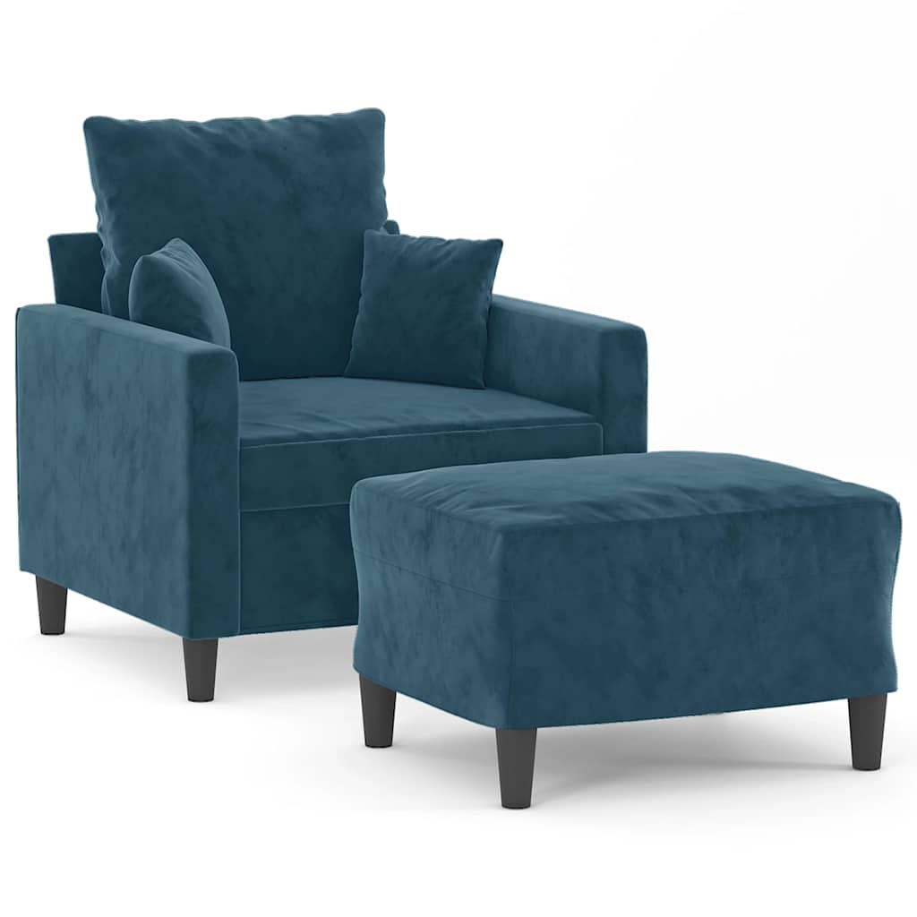 Vidaxl fauteuil met voetenbank 60 cm fluweel blauw