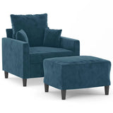 Vidaxl fauteuil met voetenbank 60 cm fluweel blauw