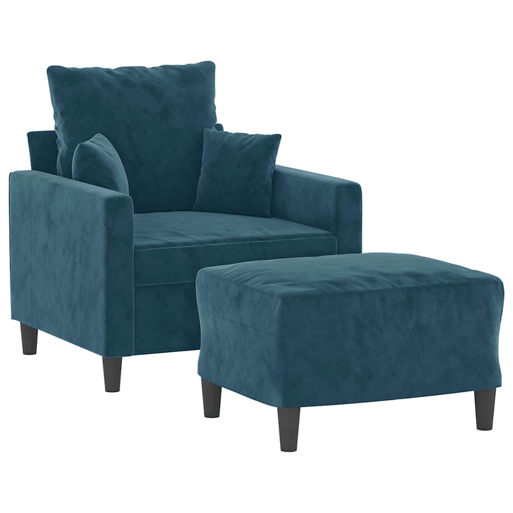 Vidaxl fauteuil met voetenbank 60 cm fluweel blauw