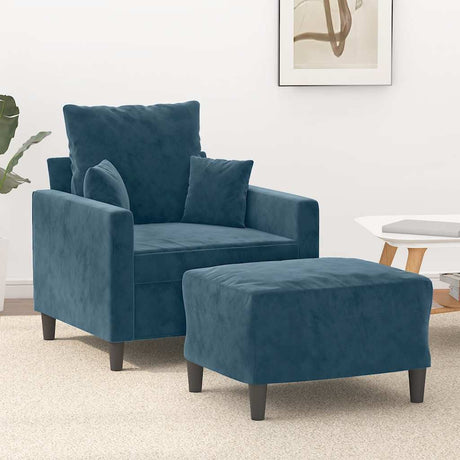 Vidaxl fauteuil met voetenbank 60 cm fluweel blauw