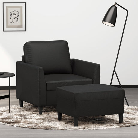 Vidaxl fauteuil met voetenbank 60 cm kunstleer zwart