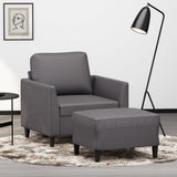Vidaxl fauteuil met voetenbank 60 cm kunstleer grijs