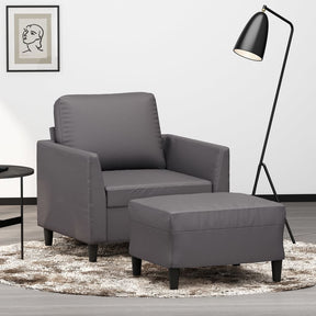 Vidaxl fauteuil met voetenbank 60 cm kunstleer grijs