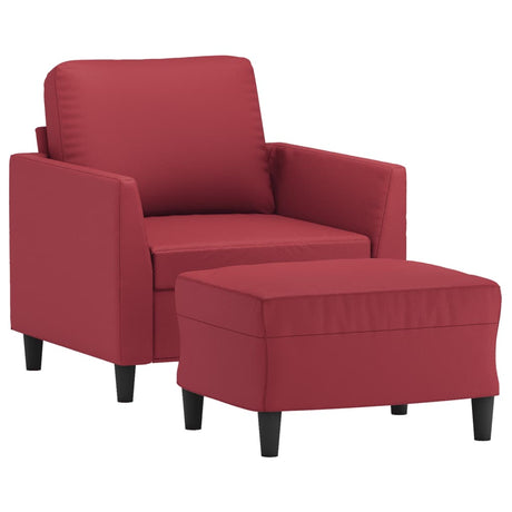 Vidaxl fauteuil met voetenbank 60 cm kunstleer wijnrood
