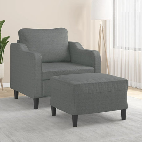 Vidaxl fauteuil met voetenbank 60 cm stof donkergrijs
