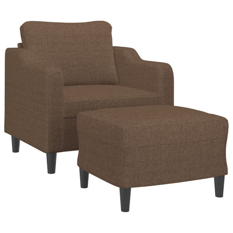 Vidaxl fauteuil met voetenbank 60 cm stof bruin