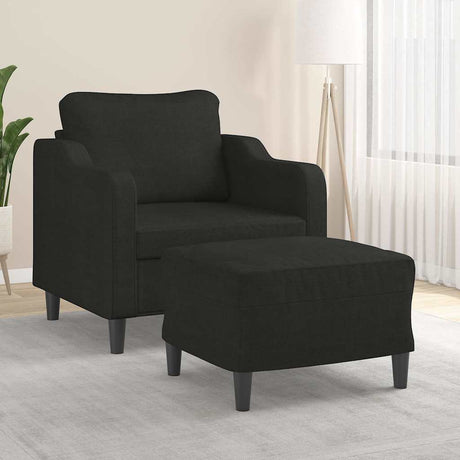 Vidaxl fauteuil met voetenbank 60 cm stof zwart