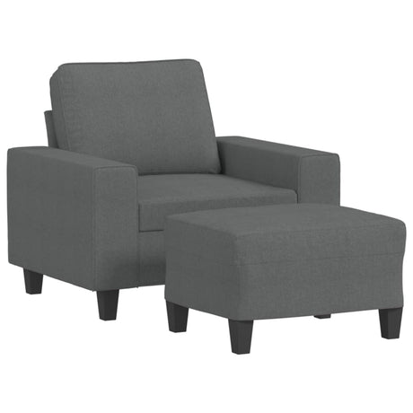 Vidaxl fauteuil met voetenbank 60 cm stof donkergrijs