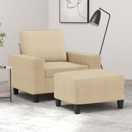 Vidaxl fauteuil met voetenbank 60 cm stof crèmekleurig