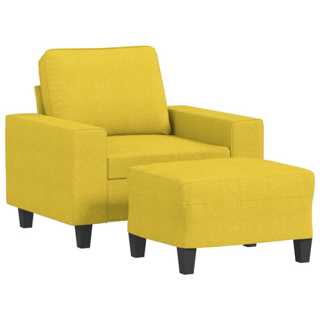Vidaxl fauteuil met voetenbank 60 cm stof lichtgeel