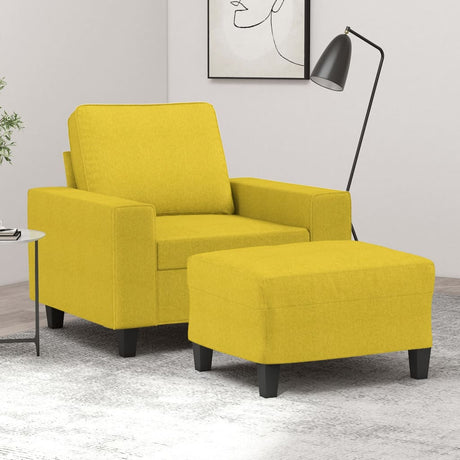 Vidaxl fauteuil met voetenbank 60 cm stof lichtgeel