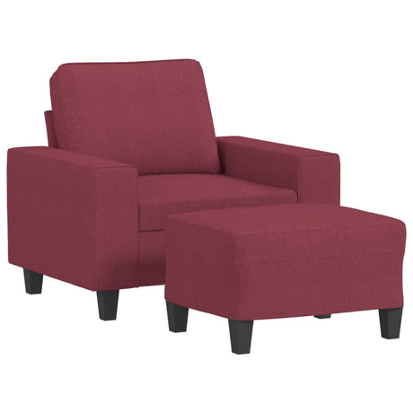 Vidaxl fauteuil met voetenbank 60 cm stof wijnrood