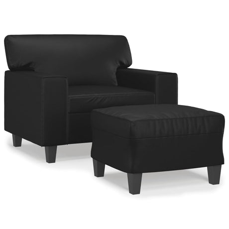 Vidaxl fauteuil met voetenbank 60 cm kunstleer zwart