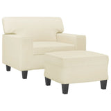 Vidaxl fauteuil met voetenbank 60 cm kunstleer crèmekleurig