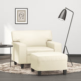 Vidaxl fauteuil met voetenbank 60 cm kunstleer crèmekleurig