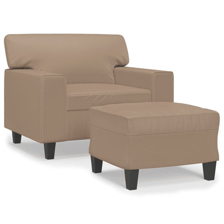 Vidaxl fauteuil met voetenbank 60 cm kunstleer cappuccinokleurig