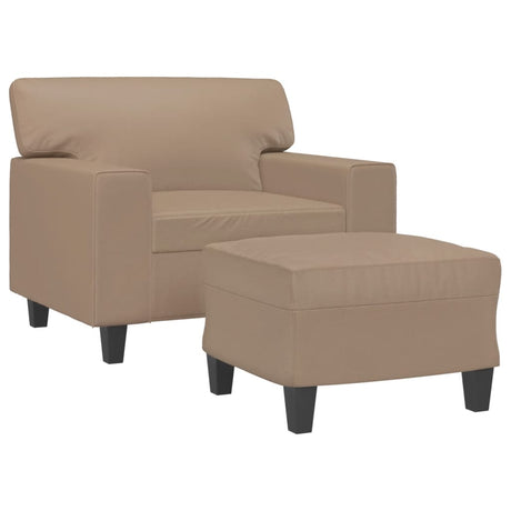 Vidaxl fauteuil met voetenbank 60 cm kunstleer cappuccinokleurig