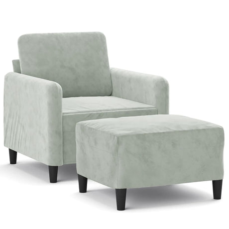 Vidaxl fauteuil met voetenbank 60 cm fluweel lichtgrijs