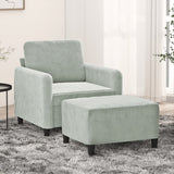 Vidaxl fauteuil met voetenbank 60 cm fluweel lichtgrijs