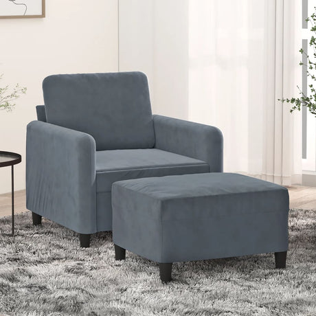 Vidaxl fauteuil met voetenbank 60 cm fluweel donkergrijs